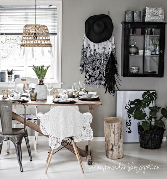 deco bho blanco y negro plantas 2