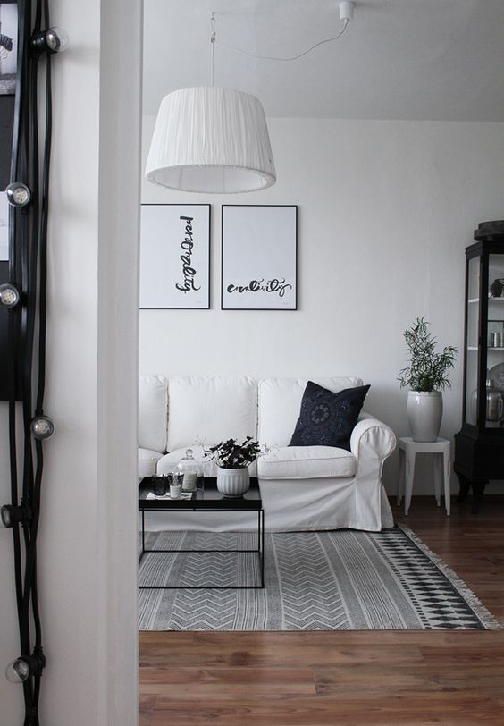 deco boho blanco y negro alfombra etnica