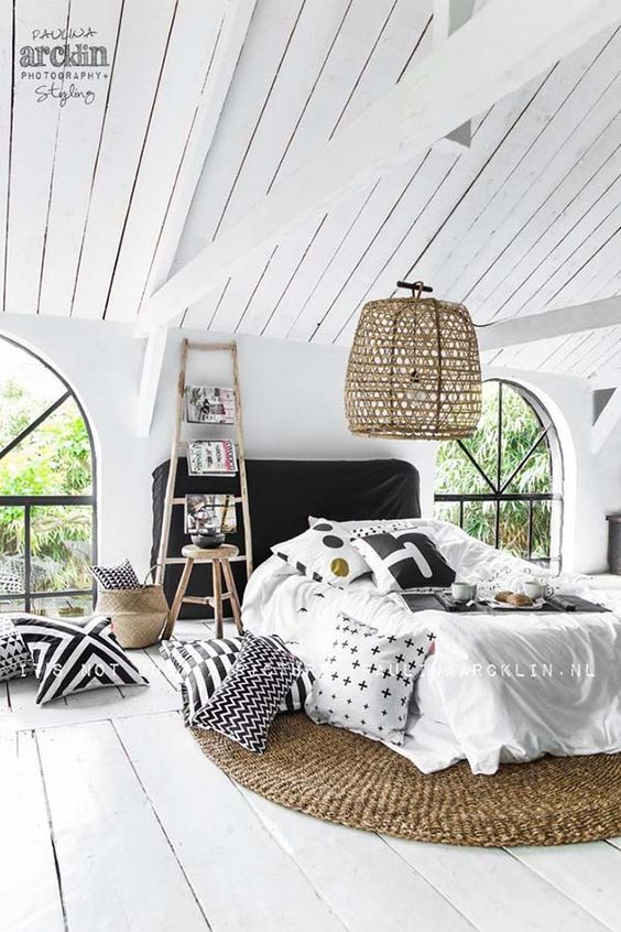 mimbre blanco y negro boho