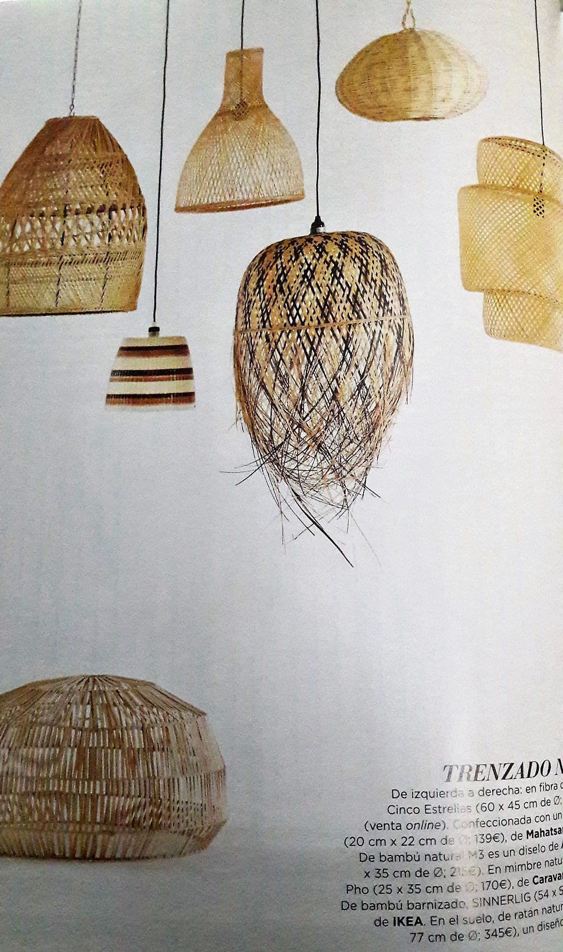Lámparas rafia revista Interioriores