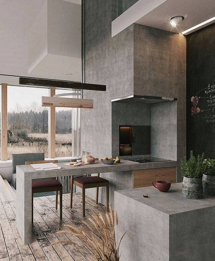 Cocina exterior cemento